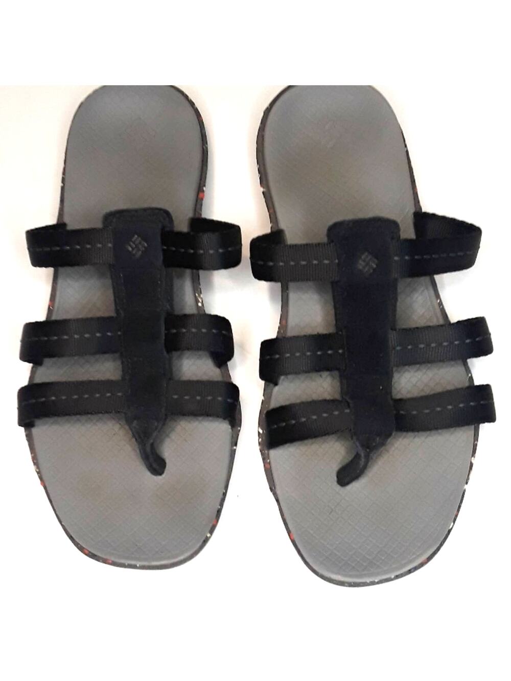 Columbia Womens Sz 7 Black Strappy Thong Lightweight Flat Sandals